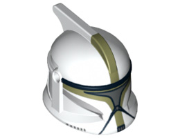 Minifigure, Headgear Helmet SW Clone Trooper with Holes, Olive Green Markings and Silver Visor Pattern (Clone Trooper Sergeant): {бял}