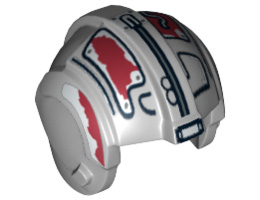 Minifigure, Headgear Helmet SW Rebel Pilot with Dark Red Markings Pattern : {умерено каменно сив}