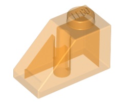 Покривна плочка 1X2/45° - прозрачна : {прозрачно ярко оранжев}