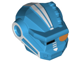 Minifigure, Head Modified Galaxy Squad Robot with Black Rectangle Right Eye, Orange Round Left Eye and White Lines Pattern: {тъмно небесносин}