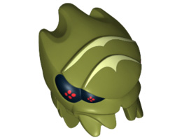 Minifigure, Head Modified Galaxy Squad Alien Buggoid with Yellowish Green Stripes and Black Eyes with Red Dots Pattern: {маслинено зелен}