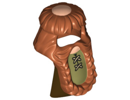 Minifigure, Hair Beard Braided, Laced Shirt Pattern in Center: {тъмно оранжев}