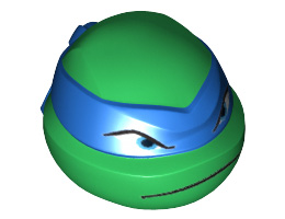 Minifigure, Head Modified Ninja Turtle with Blue Mask and Frown Pattern (Leonardo): {тъмно зелен}