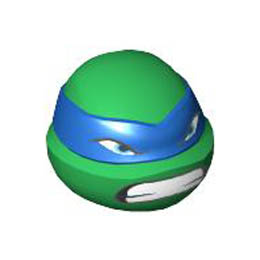 Minifigure, Head Modified Ninja Turtle with Blue Mask and Teeth Pattern (Leonardo): {тъмно зелен}