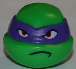 Minifigure, Head Modified Ninja Turtle with Dark Purple Mask and Frown Pattern (Donatello): {ярко зелен}
