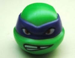 Minifigure, Head Modified Ninja Turtle with Dark Purple Mask and Missing Tooth Scowl Pattern (Donatello): {ярко зелен}