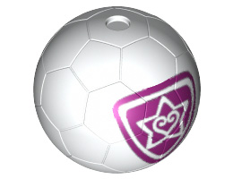 Ball, Sports Soccer with 2 Magenta Outlined Heart and Star Pattern: {бял}