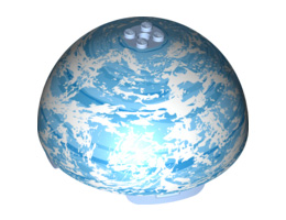 Cylinder Hemisphere 11 x 11, Studs on Top with Endor Blue / White Planet Pattern (75010): {светло кралско син}