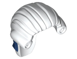 Minifigure, Hair Long Tied Back with Dark Blue Ribbon Pattern (Revolutionary Soldier): {бял}