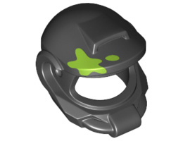 Minifigure, Headgear Helmet Elaborate with Lime Paint Spot Pattern: {черен}