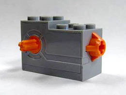 Windup Motor 2 x 4 x 2 1/3 with Orange Release Button : {умерено каменно сив}