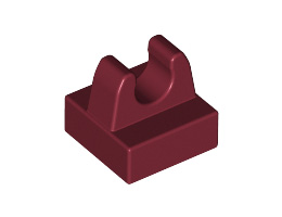 Плочка 1X1 с изправен държач : {нов тъмно червен}