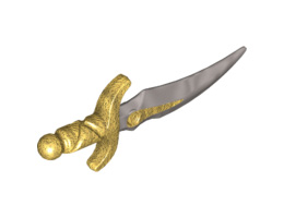 Minifigure, Weapon Dagger with Pearl Light Gray Blade : {топло златист}
