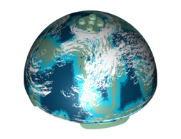 Cylinder Hemisphere 11 x 11, Studs on Top with Naboo Blue / Green Planet Pattern (9674): {пясъчно зелен}