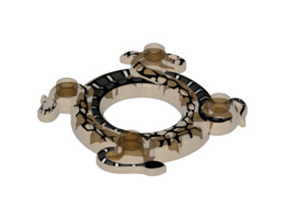 Ring 4 x 4 with 2 x 2 Hole and 2 Intertwined Snakes with Dark Bluish Gray and White Scales Pattern (Ninjago Spinner Crown): {прозрачно ярко оранжев}