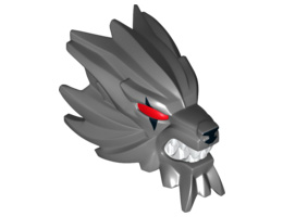Large Figure Head Modified Chima Wolf with Red Eyes and White Teeth Pattern: {тъмно каменно сив}