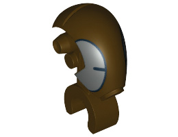 Minifigure, Head Modified Mechanical with Dark Bluish Gray and Black Pattern (SW FA-4 Pilot Droid): {тъмно кафяв}
