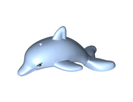 Dolphin, Friends / Elves, Jumping with Bottom Axle Holder with Medium Azure Eyes with Eyelashes Pattern: {светло кралско син}