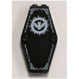 Container, Coffin Lid with White Bat Pattern : {черен}
