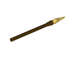 Minifigure, Weapon Pike / Spear Elaborate with Pearl Gold Tip: {тъмно кафяв}