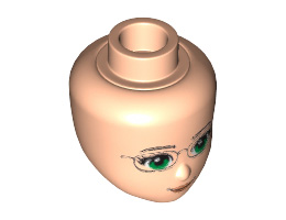 Mini Doll, Head Friends with Green Eyes and Glasses, Orange Lips and Closed Mouth Pattern: {светло нуга}