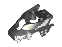 Flywheel Fairing Wolf Shape with White Checkerboard and Skunk Markings Pattern (70107): {черен}