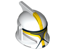 Minifigure, Headgear Helmet SW Clone Trooper with Holes, Yellow Markings and Silver Visor Pattern (Clone Trooper Commander): {бял}