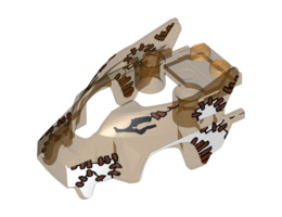 Flywheel Fairing Wolf Shape with White Patches and Brown Stitches Pattern (70111): {прозрачно ярко оранжев}