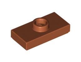 Плочка 1X2 с 1 пъпка, (b) с долен жлеб (джъмпер): {тъмно оранжев}