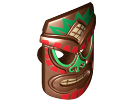 Minifigure, Tiki Mask with Red, Green and Tan Tribal Pattern: {червеникаво-кафяв}