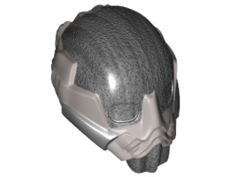 Minifigure, Headgear Helmet Space with Breathing Mask and Black and Silver Markings Pattern: {титаниево метален}