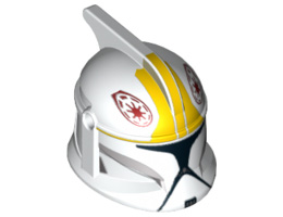 Minifigure, Headgear Helmet SW Clone Trooper with Holes, Yellow Markings and Black Visor Pattern (Clone Pilot): {бял}