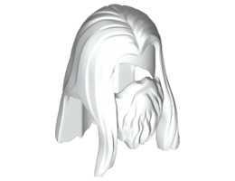 Minifigure, Hair Long Straight with Center Part and Beard: {бял}