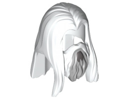 Minifigure, Hair Long Straight with Center Part and Beard Light and Dark Bluish Gray Pattern: {бял}