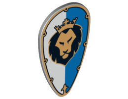 Minifigure, Shield Ovoid with Lion Head on White and Blue Pattern: {умерено каменно сив}
