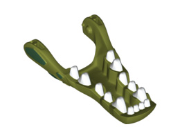 Large Figure Head Modified Chima Crocodile Lower Jaw with Teeth Pattern: {маслинено зелен}