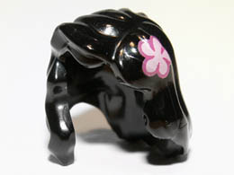 Minifigure, Hair Female Mid-Length with Part over Right Shoulder and Pink Flower Pattern on Left Side : {черен}