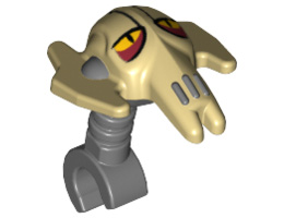 Minifigure, Head Modified SW General Grievous (Clone Wars) Tan Pattern : {тъмно каменно сив}