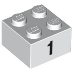 Тухличка 2X2 - 1 : {бял}
