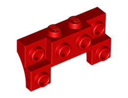Brick, Modified 2 x 4 - 1 x 4 with 2 Recessed Studs and Thin Side Arches: {ярко червен}