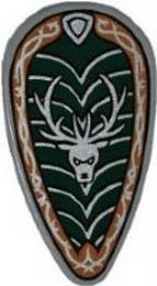 Minifigure, Shield Ovoid with Stag Head Pattern : {умерено каменно сив}