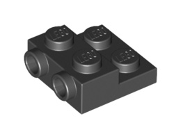 Плочка 2X2X2/3 с 2 хоризонтални стъда: {черен}