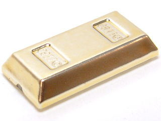 Minifigure, Utensil Ingot 1 x 2: {хромирано златист}