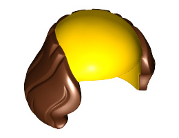 Minifigure, Hair Male Bald Top with Reddish Brown Hair Pattern: {ярко жълт}