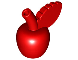 Ябълка с листо : {ярко червен}