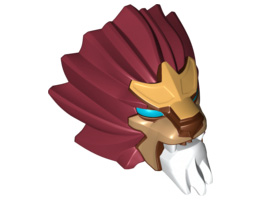 Large Figure Head Modified Chima Lion with Blue Eyes Pattern : {нов тъмно червен}