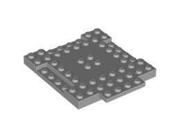 Плочка 8X8X6,4, 3 изрязана, 1 крило: {умерено каменно сив}