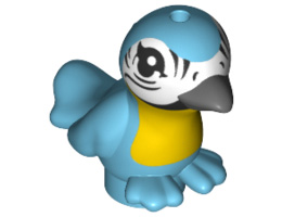 Bird, Friends / Elves with Bright Light Orange Chest, Black Eyes and Dark Bluish Gray Beak Pattern: {умерено небесносин}