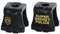 Minifigure, Vest Body Armor with Minifigure Head Badge and 'SUPER SECRET POLICE' Pattern: {черен}