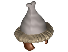 Minifigure, Headgear Helmet with 2 Reddish Brown Side Flaps, Brim and Silver Top with Spade Pattern: {пясъчно жълт}